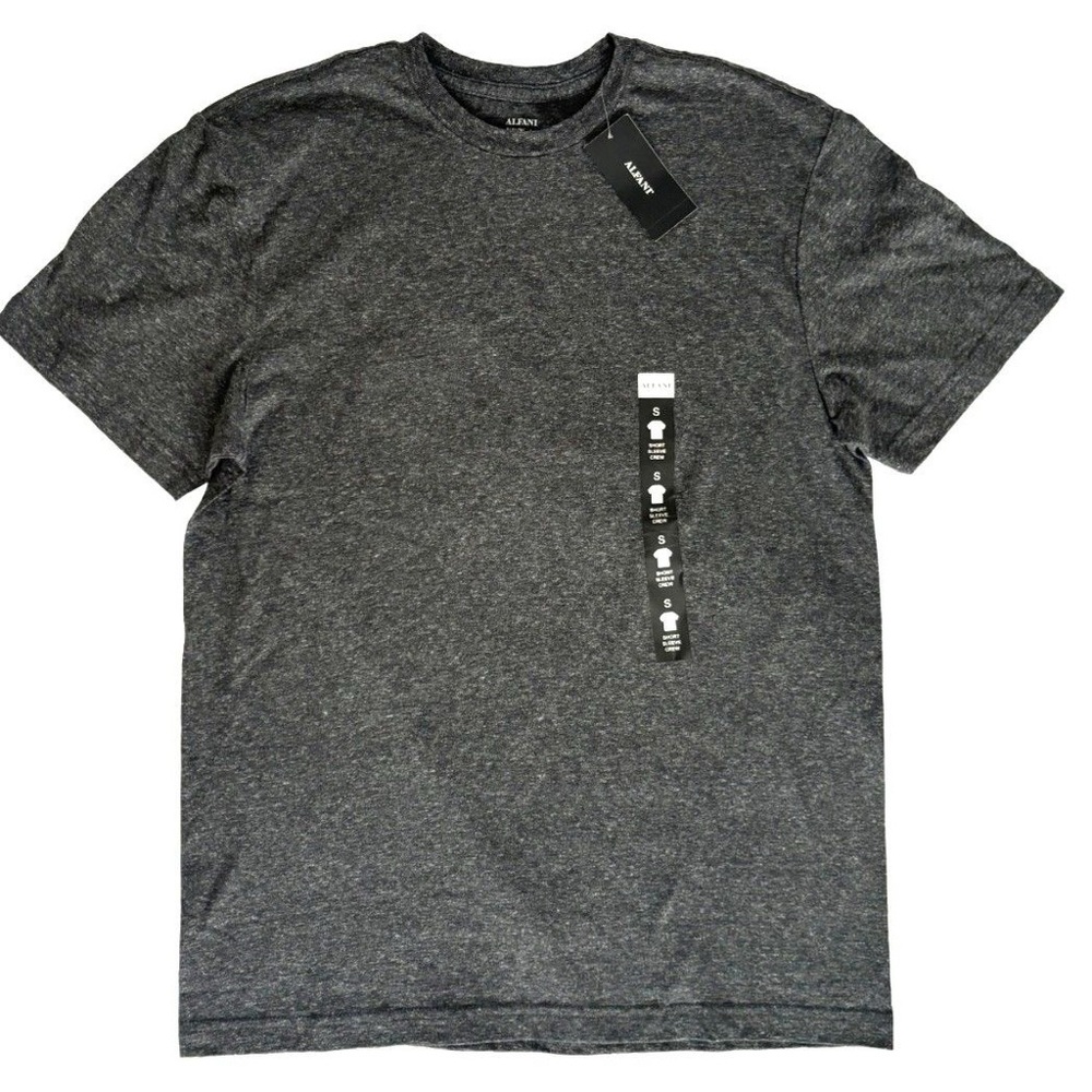 Alfani Men's Small Cotton Blend Crew T-Shirt Heather Black/Dark Gray NWT